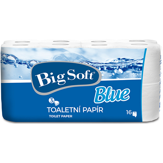Big Soft Blue Toilettenpapier weiß 3-lagig 150 Stück von 16 Rollen