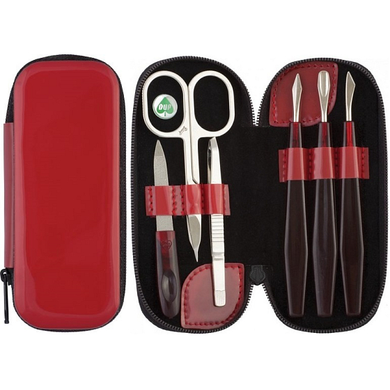 Dup Manicure Doubrava 6 Stück Rot glänzendes Skulpturenmuster 230403-022