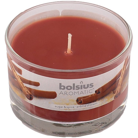 Bolsius Aromatic Sugar & Spice - Duftkerze mit Zucker und Gewürzen in Glas 90 x 65 mm 247 g Brenndauer ca. 30 Stunden