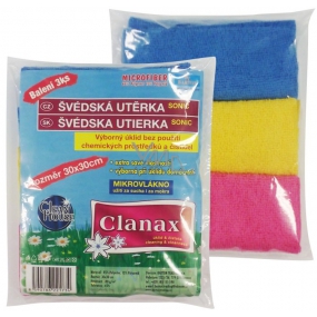 Clanax Sonic schwedisches Mikrofasertuch 30 x 30 cm 180 g / m2 3 Stück
