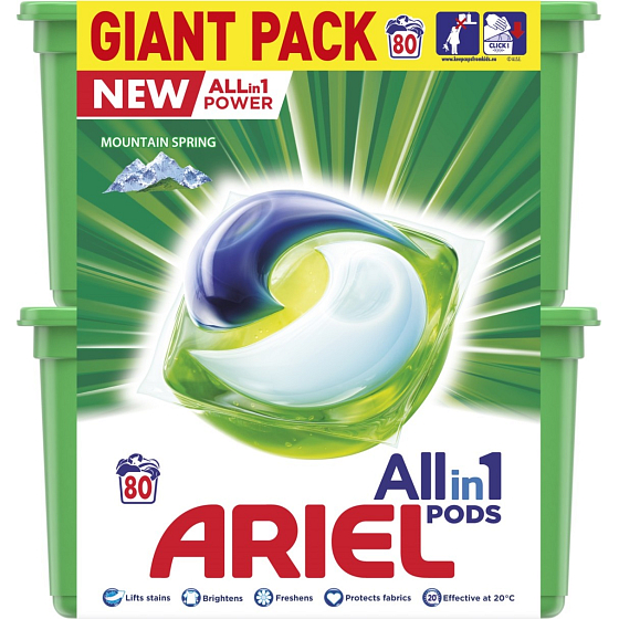 Ariel All-in-1 Pods Mountain Spring Gelkapseln zum Waschen von 80 Stück 2016 g