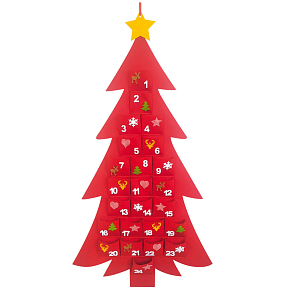Adventskalender Filz rot Baum 50 x 93 cm