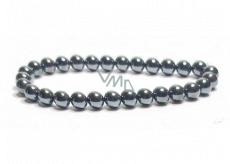 Hämatit-Armband elastischer Naturstein, Kugel 6 mm / 16 - 17 cm, gesunder Blutstein