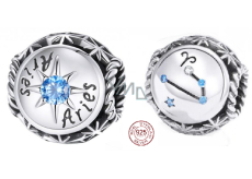 Charme Sterling Silber 925 Sternzeichen, Zirkonia Widder, Perle für Armband