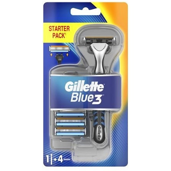 Gillette Blue 3 Rasierer + Ersatzkopf für Herren 3 Stück