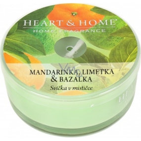 Heart & Home Mandarine, Limette und Basilikum Soja-Duftkerze in einer Schüssel brennt bis zu 12 Stunden 36 g