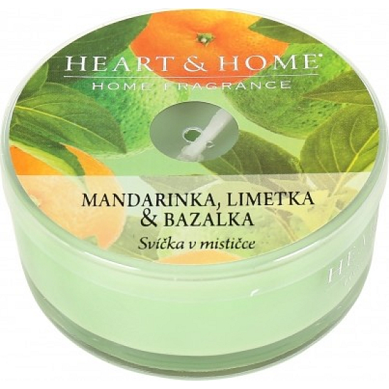 Heart & Home Mandarine, Limette und Basilikum Soja-Duftkerze in einer Schüssel brennt bis zu 12 Stunden 36 g