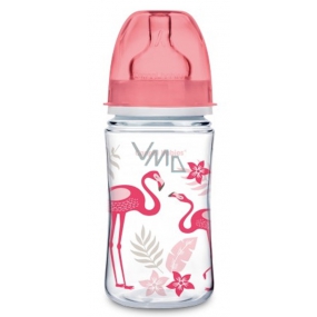 Canpol Babies Jungle Weithalsflasche pink für Kinder ab 3 Monaten 240 ml