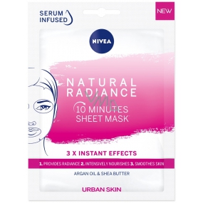 Nivea Urban Skin Natural Radiance 10-minütige aufhellende Textilmaske für müde und stumpfe Haut 1 Stück