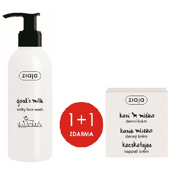 Ziaja Ziegenmilchreinigungs-Hautgel 200 ml + Tagescreme 50 ml, Duopack
