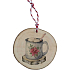 Bohemia Gifts Handgefertigte hölzerne Weihnachtsschmuck Mug mit Schokolade 6 cm