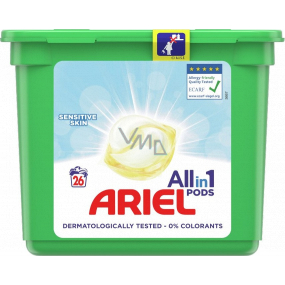 Ariel All in 1 Pods Sensitive Skin Gel-Waschkapseln für Kinderwäsche und empfindliche Haut 26 Stück 692 g