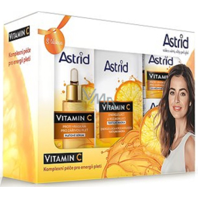 Astrid Vitamin C Anti-Falten-Serum 30 ml + Anti-Falten-Tagescreme 50 ml + Anti-Falten-Nachtcreme 50 ml + feuchtigkeitsspendende Gesichtsmaske 20 ml, Kosmetikset für Frauen