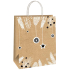 Ditipo Geschenkpapier Tasche 18 x 8 x 24 cm Weihnachten hellbraun Zweige, Tannenzapfen, Ornamente