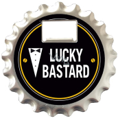 Nekupto Lucky Bastard Flaschenöffner, Untersetzer und Magnet 10 cm