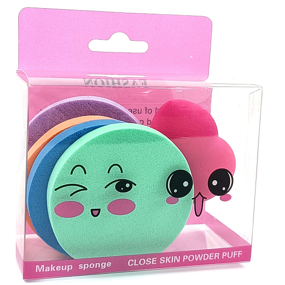 Make-up-Schwamm 4,5 cm 1 Stück + runder Make-up- und Puderschwamm 5,5 cm 5 Stück
