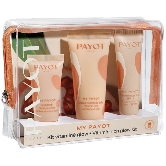 Payot My Payot Creme Glow für strahlende Haut 30 ml + CC Glow vereinheitlichende und aufhellende Creme 20 ml + Masque Sleep and Glow Nachtmaske für strahlende Haut 15 ml + Etui, Kosmetikset für Frauen