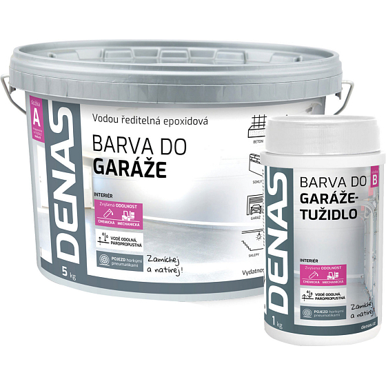 DENAS DO GARÁŽE Farbe für belastete Oberflächen und Betonböden, Ral 7040 grau, 5 kg + 1 kg Härter