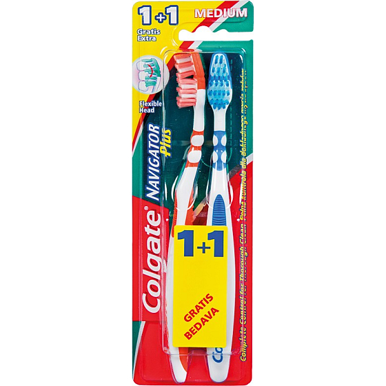 Colgate Navigator Plus Mittlere mittlere Zahnbürste 1 + 1 Stück