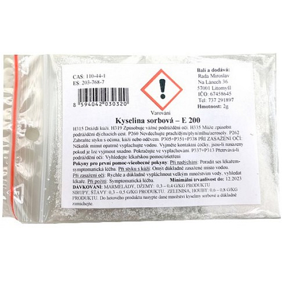 Sorbinsäure E 200 für Lebensmittel 2 g