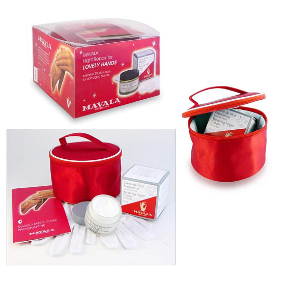 Mavala Lovely Repairing Nachtcreme Nachthandcreme 75 ml + Handschuhe + Etui, Kosmetikset