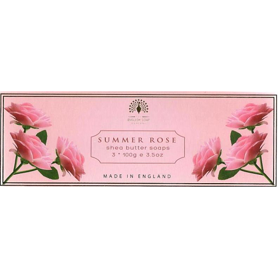 English Soap Summer Rose natürliche parfümierte Seife mit Sheabutter 3 x 100 g