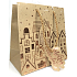 Degen Geschenk Kraftbeutel 17 x 17 x 9 cm Weihnachtshäuser rosa - gold CD LUX klein