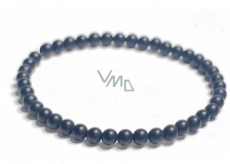 Onyx schwarz mattes Armband elastischer Naturstein, Kugel 4 mm / 16-17 cm, Lebenskraftstein