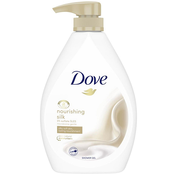 Dove Nourishing Silk Duschgel für langanhaltend genährte Haut Pumpe 720 ml