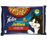 Felix Sensations Jellies Multipack Rind und Huhn in aromatisiertem Gelee, Alleinfuttermittel für ausgewachsene Katzen 4 x 85 g