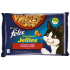 Felix Sensations Jellies Multipack Rind und Huhn in aromatisiertem Gelee, Alleinfuttermittel für ausgewachsene Katzen 4 x 85 g