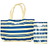 Dolce & Gabbana Hellblaue Canvas Tasche gestreift 33 x 30 x 11 cm