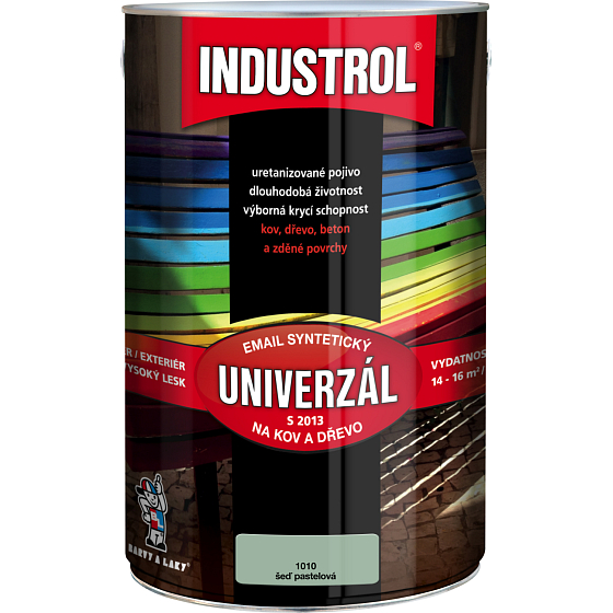 Industrol S2013 universell glänzende Oberfarbe für Metall und Holz, 1010 Pastellgrau, 4 l