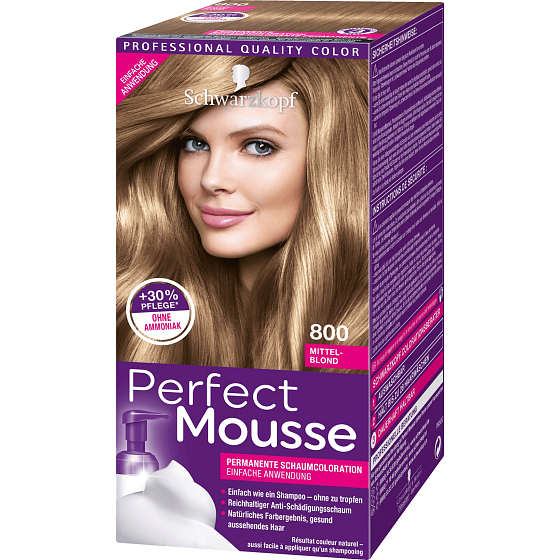 Schwarzkopf Perfect Mousse Permanentschaum Haarfarbe 800 Mittelblond