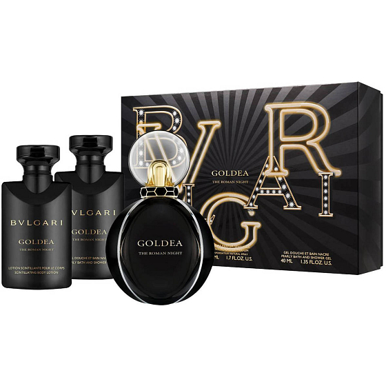 Bvlgari Goldea the Roman Night parfümiertes Wasser für Frauen 50 ml + Körperlotion 40 + Duschgel 40 ml, Geschenkset