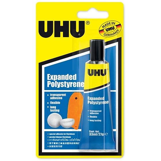 Uhu Expanded Polystyrol Kontaktkleber für Schaumstoffpolystyrol und Polystyrol in Kombination mit anderen Materialien 33 ml