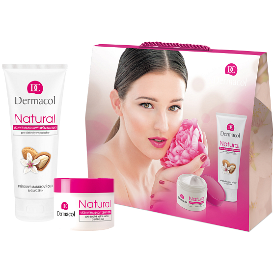 Dermacol Natürliche pflegende Mandel-Tagescreme 50 ml + pflegende Mandelcreme für Hände und Nägel 100 ml, kosmetisches Set