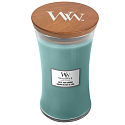 WoodWick Blue Java Banana - Hawaiianische Bananenduftkerze mit Holzdocht und Deckelglas groß 609 g