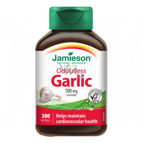 Jamieson Geruchloser Knoblauch 500 mg, Nahrungsergänzungsmittel mit Pflanzenextrakt 300 Kapseln