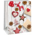 Ditipo Geschenkpapiertüte 18 x 10 x 22,7 cm Weihnachten weiß - genähte Dekoration Rentier, Herz, Baum