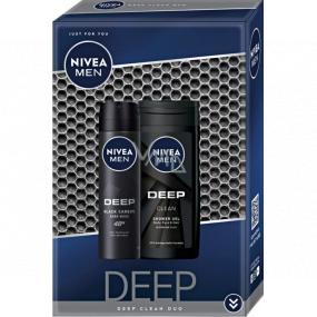 Nivea Men Deep Clean Duschgel 250 ml + Deep Black Carbon Antitranspirant Spray 150 ml, Kosmetikset für Männer