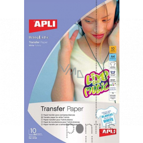 Apli Transferpapier zum Aufbügeln für Tintenstrahldrucker, für weiße T-Shirts 1 Packung mit 10 Blatt