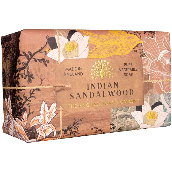 English Soap Sandalwood natürliche parfümierte Toilettenseife mit Sheabutter 190 g