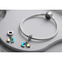Charm Sterling Silber 925 Luminous - Halbmond und Stern, der im Dunkeln leuchtet, Universum Armband-Anhänger
