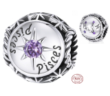 Charme Sterling Silber 925 Sternzeichen, Zirkonia Fische, Perle für Armband