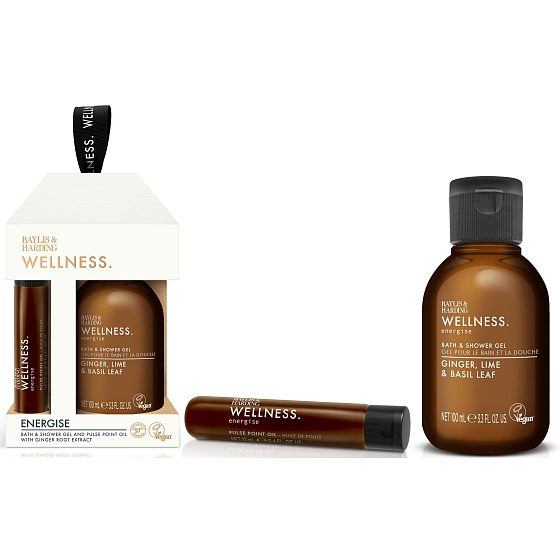 Baylis & Harding Ingwer, Zitrone und Basilikum Duschgel 100 ml + Pulsöl 12 ml, Kosmetikset für Frauen