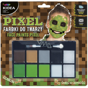 Kidea Pixel Gesichtsmalfarben phosphoreszierende Farben + Pinsel, Kreativ-Set