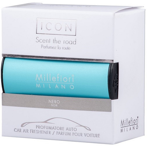 Millefiori Milano Icon Nero - Hellblauer Autoduft Klassischer Duft für bis zu 2 Monate 47 g