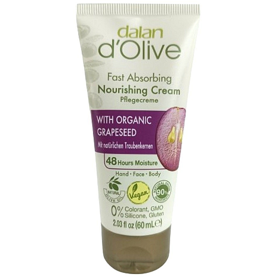 Dalan d'Olive Nourishing Cream feuchtigkeitsspendende Hand- und Körpercreme mit Traubenkernextrakt 60 ml