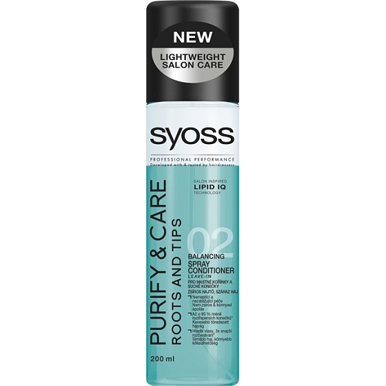 Syoss Purify & Care Roots and Tips Conditioner für fettige Wurzeln und trockene Enden sprühen 200 ml
